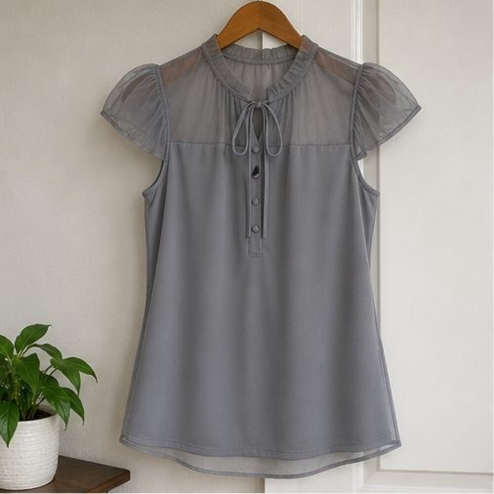 Gray Puff Sleeve Top